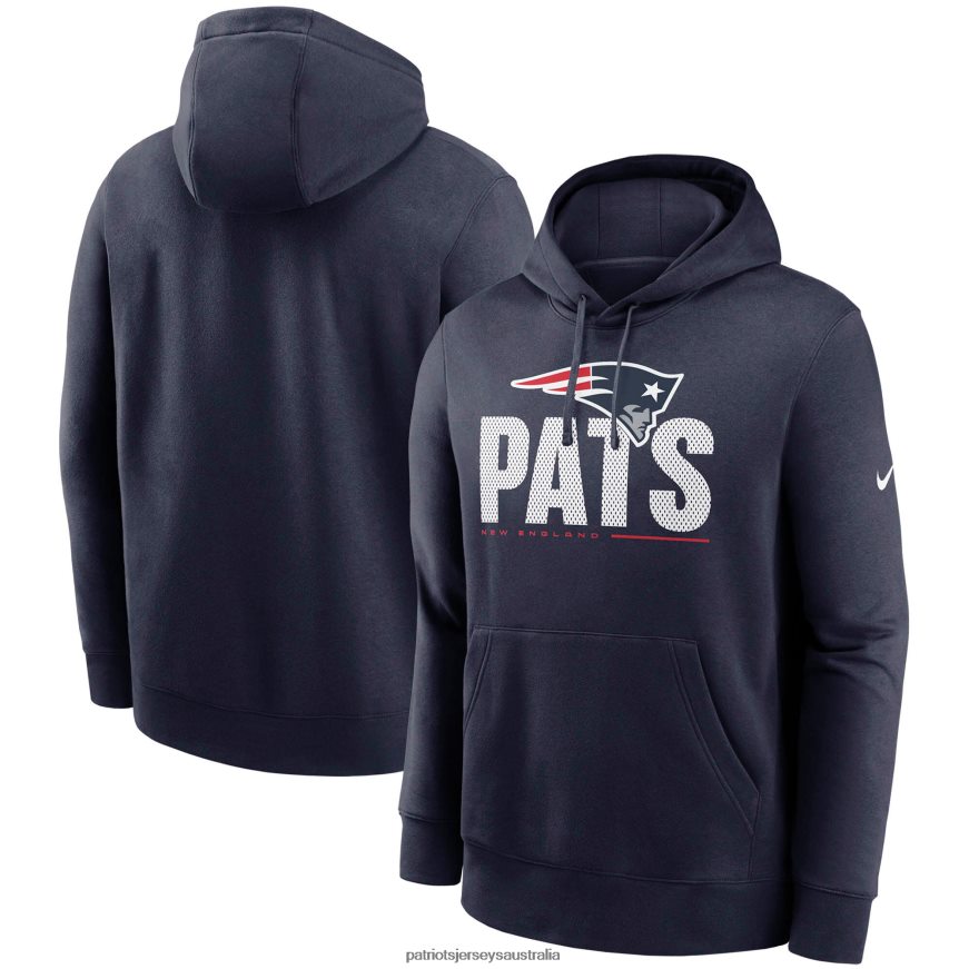 Men Nike Navy Team Impact Club Pullover Hoodie ZZ06V2677 Patriots Jersey Clothing