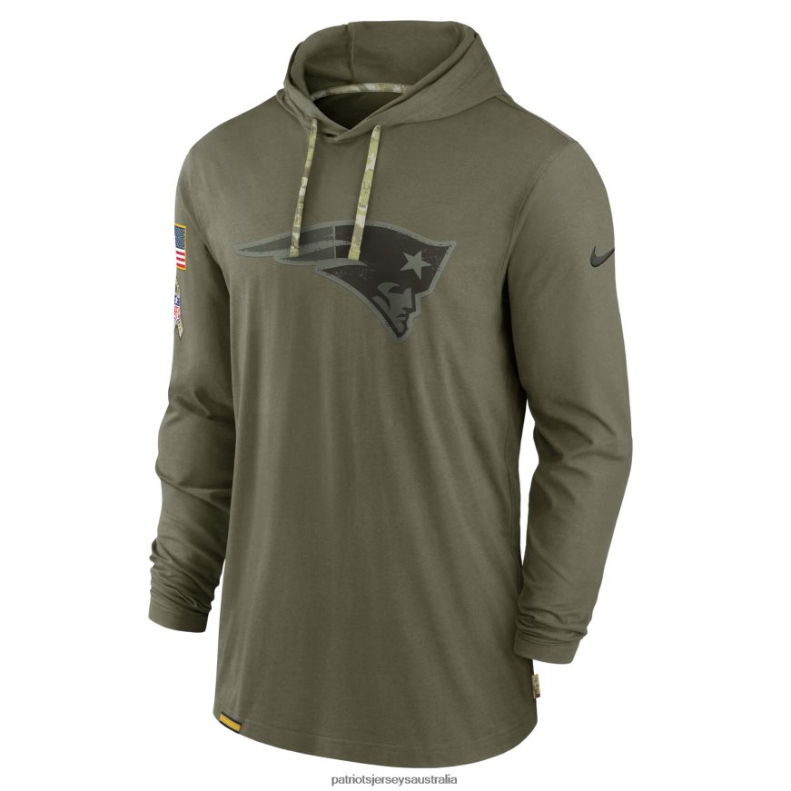 Men Nike Olive 2022 Salute to Service Tonal Lightweight Long Sleeve Hooded T-Shirt ZZ06V2478 Patriots Jersey Clothing