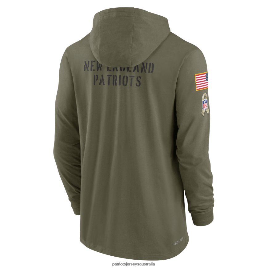Men Nike Olive 2022 Salute to Service Tonal Lightweight Long Sleeve Hooded T-Shirt ZZ06V2478 Patriots Jersey Clothing