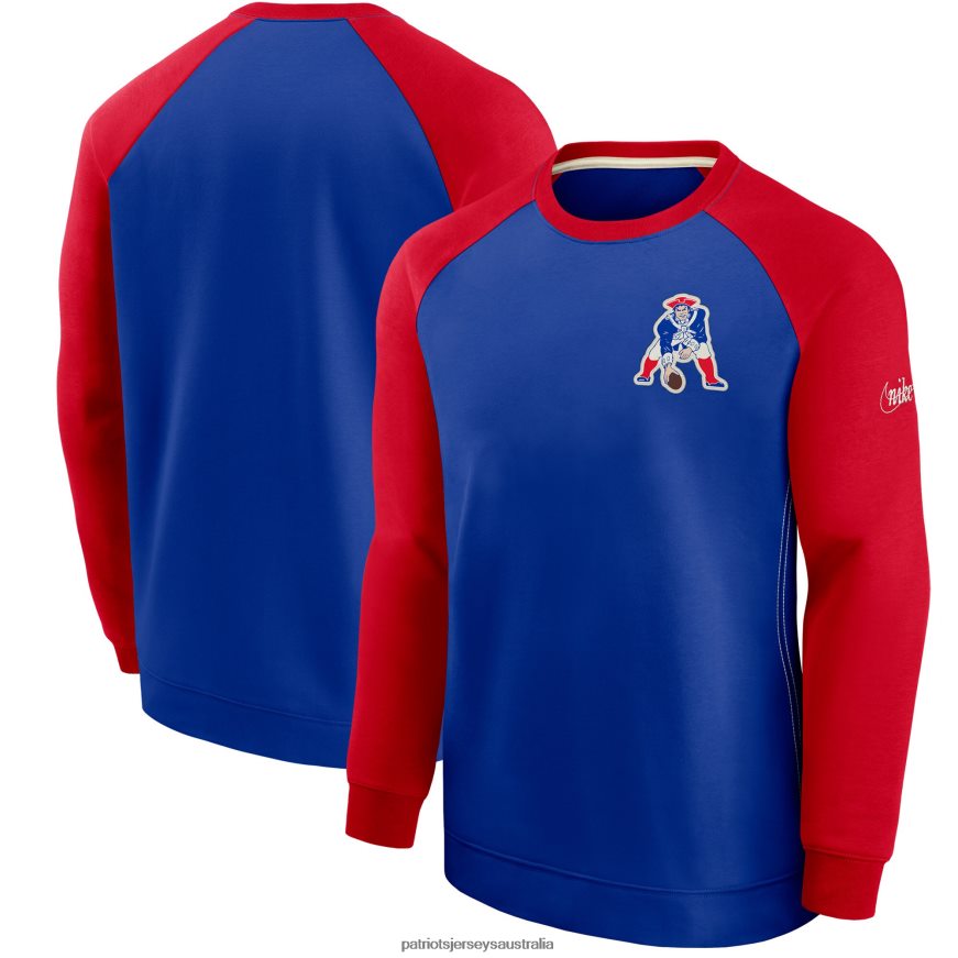 Men Nike Royal/Red Historic Raglan Crew Performance Sweater ZZ06V2549 Patriots Jersey Clothing