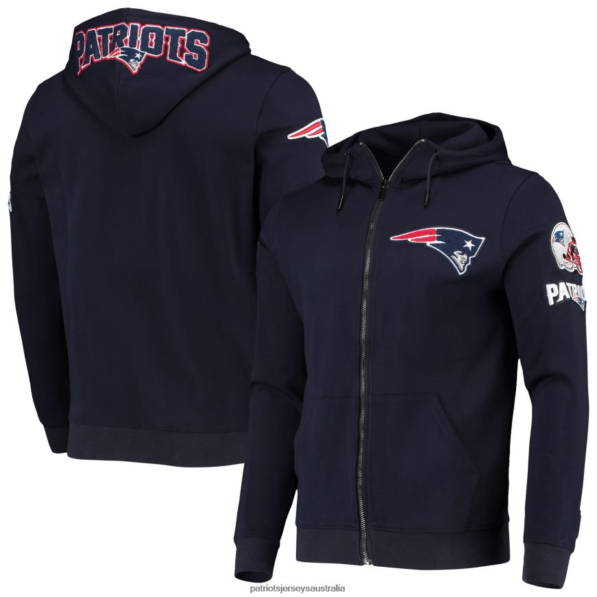 Men Pro Standard Navy 4-Hit Full-Zip Hoodie ZZ06V2636 Patriots Jersey Clothing