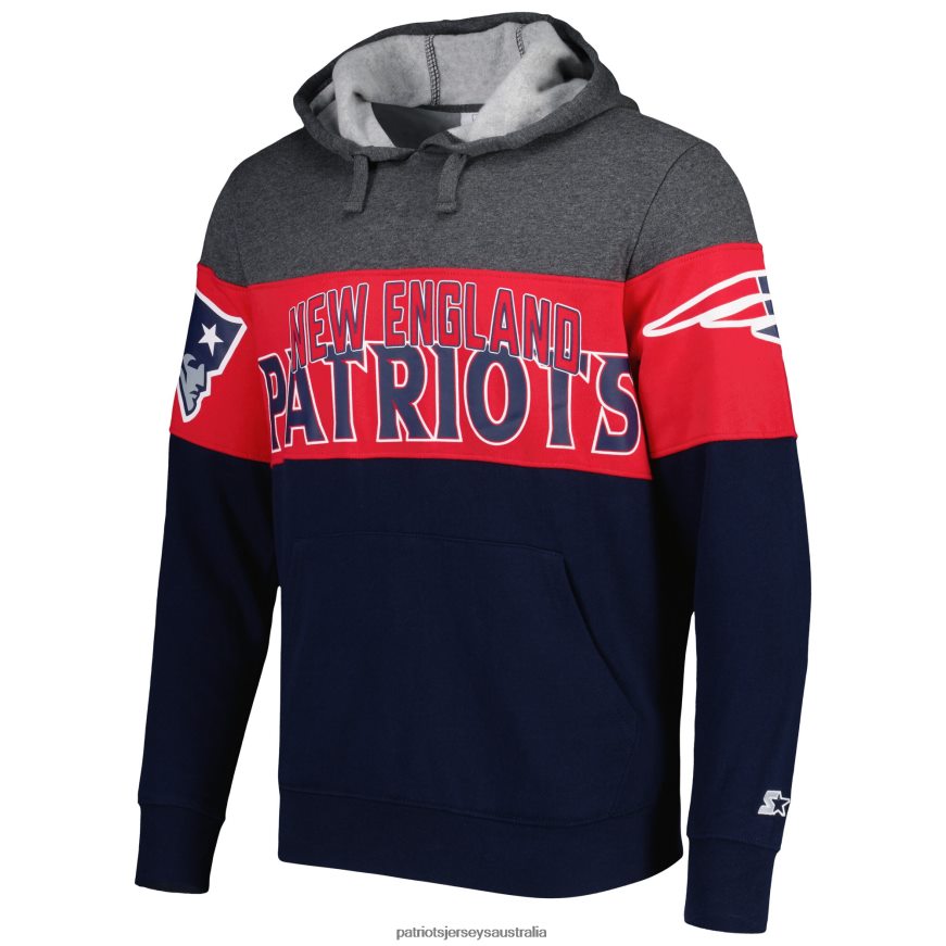 Men Starter Heather Charcoal/Navy Extreme Pullover Hoodie ZZ06V2517 Patriots Jersey Clothing