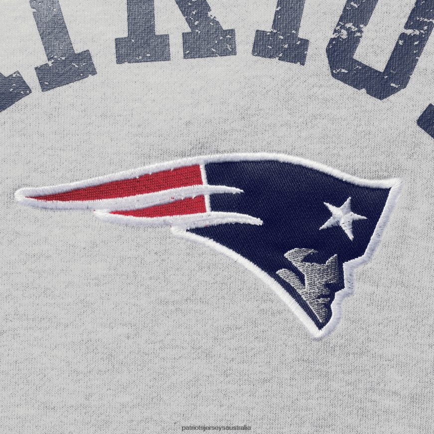 Men Starter Heathered Gray/Navy Home Run Raglan Pullover Hoodie ZZ06V2805 Patriots Jersey Clothing