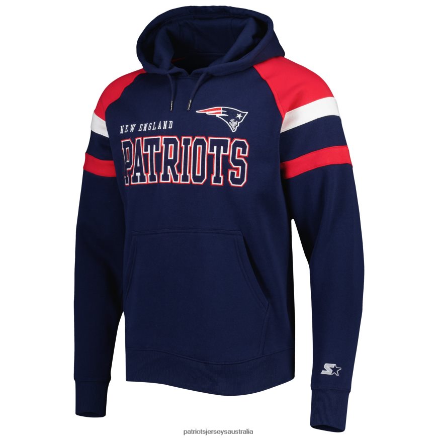 Men Starter Navy Draft Fleece Raglan Pullover Hoodie ZZ06V2577 Patriots Jersey Clothing