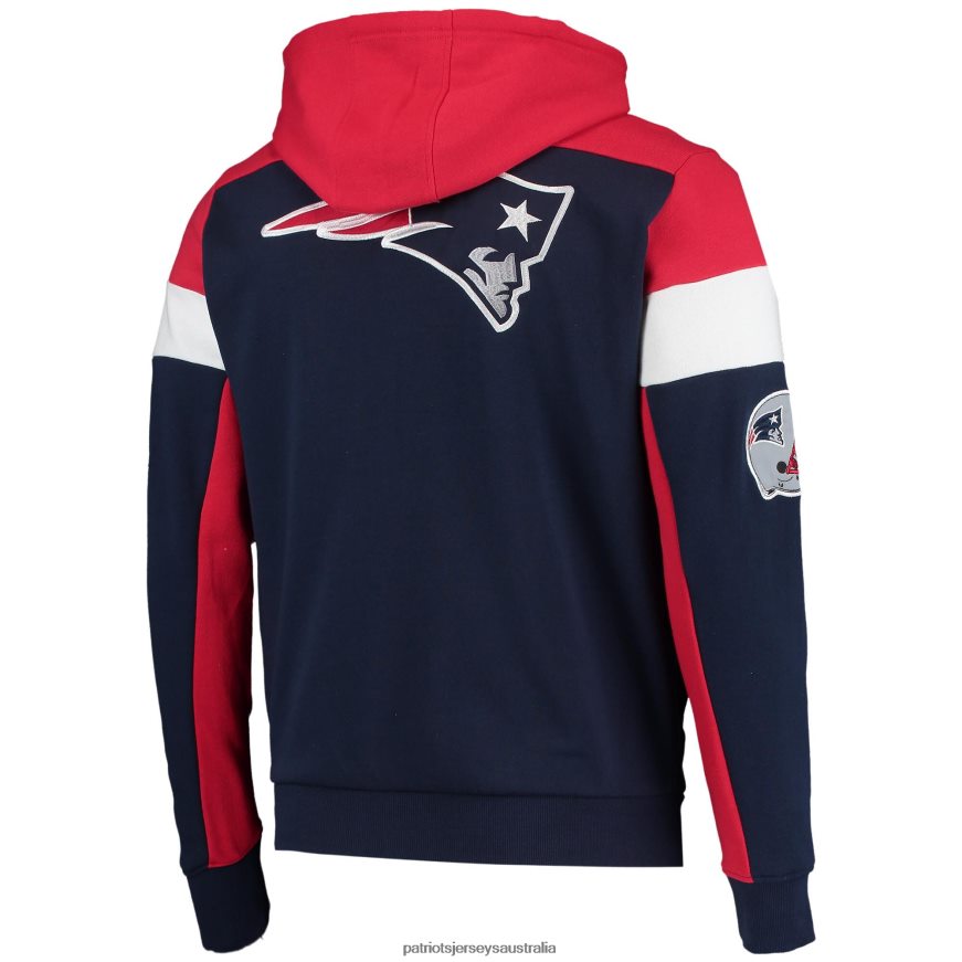 Men Starter Navy/Red Logo Extreme Full-Zip Hoodie ZZ06V2690 Patriots Jersey Clothing
