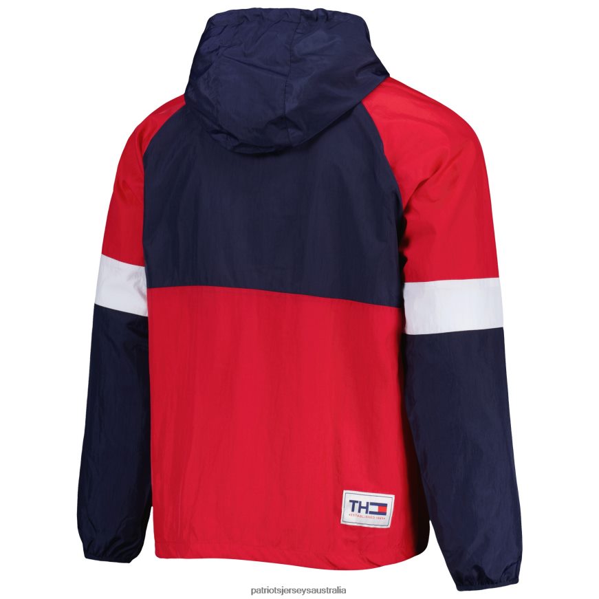 Men Tommy Hilfiger Navy Quarter-Zip Pullover Hoodie ZZ06V2466 Patriots Jersey Clothing