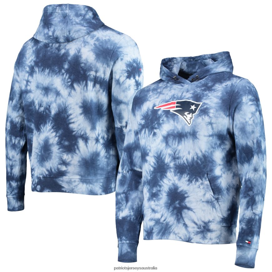 Men Tommy Hilfiger Navy Stanley Tie-Dye Pullover Hoodie ZZ06V2743 Patriots Jersey Clothing