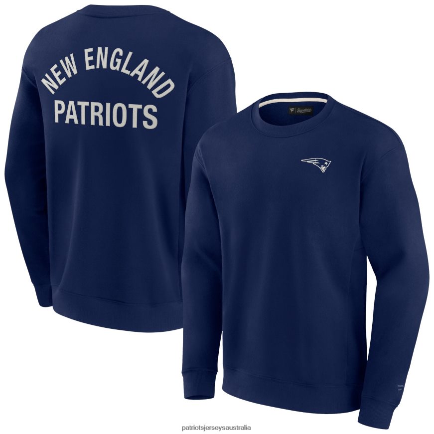 Men Unisex Fanatics Signature Navy Super Soft Pullover Crew Sweatshirt ZZ06V2477 Patriots Jersey Clothing