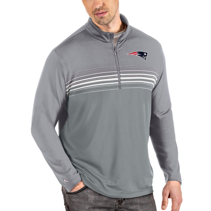 Men Antigua Steel/Gray Big & Tall Pace Quarter-Zip Pullover Jacket ZZ06V22150 Patriots Jersey Clothing