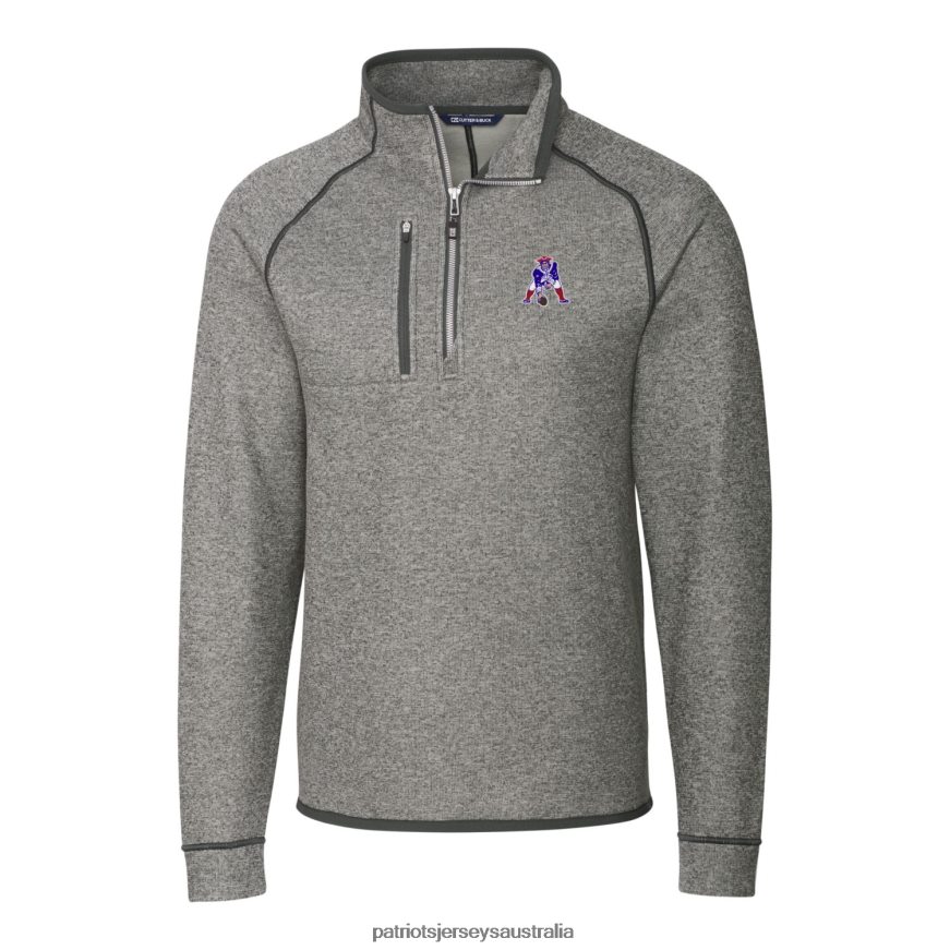 Men Cutter & Buck Heather Gray Mainsail Sweater-Knit Big & Tall Half-Zip Pullover Jacket ZZ06V22123 Patriots Jersey Clothing