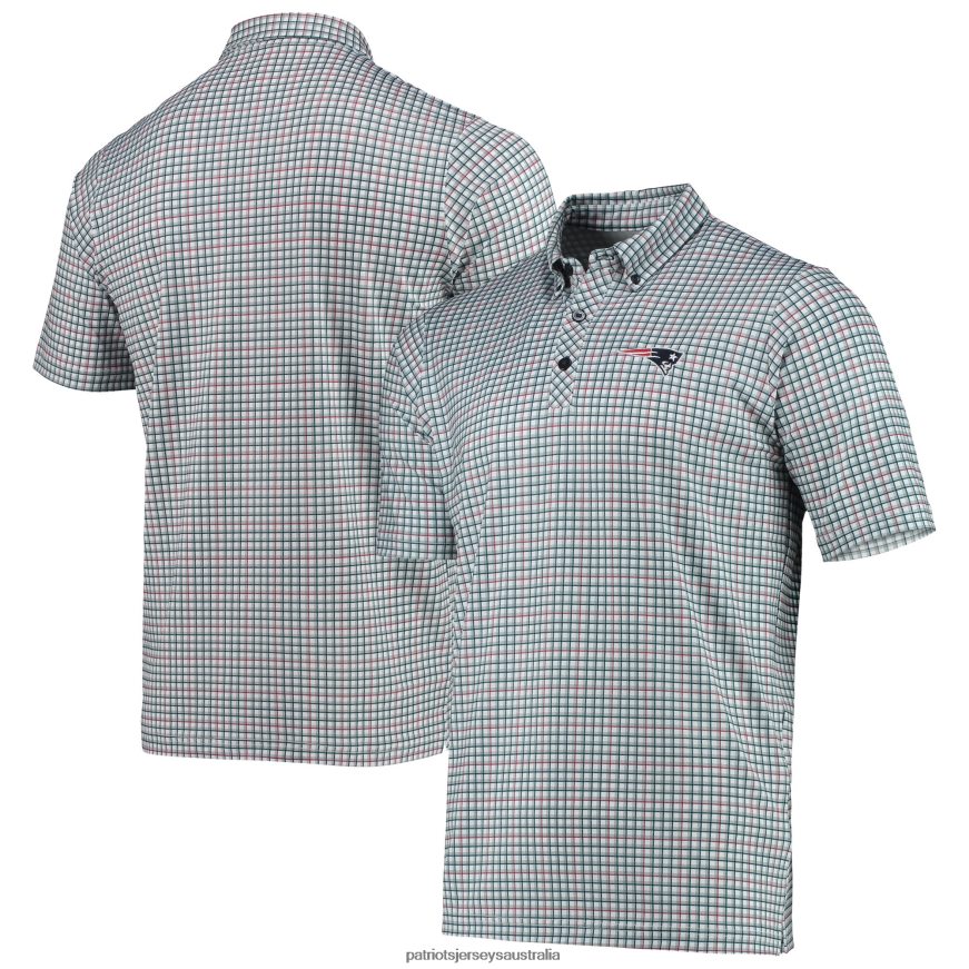 Men Antigua Gray/Navy Deliver Button-Down Polo ZZ06V21423 Patriots Jersey Clothing