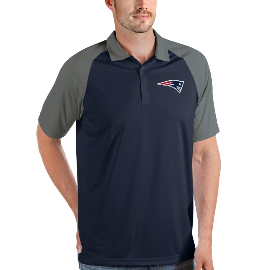Men Antigua Navy/Steel Nova Polo ZZ06V21280 Patriots Jersey Clothing