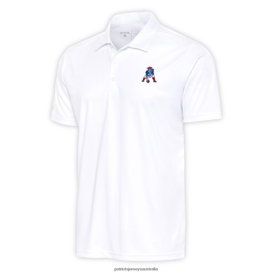 Men Antigua White Team Logo Throwback Apex Polo ZZ06V21441 Patriots Jersey Clothing