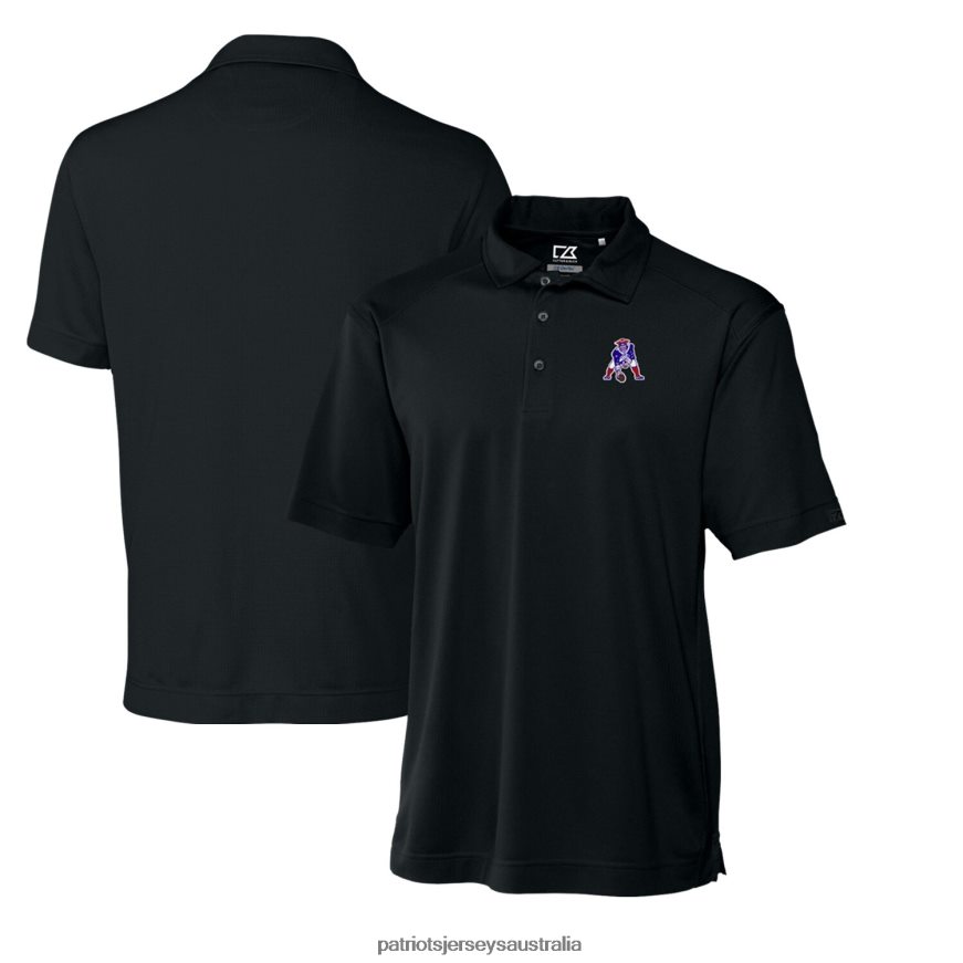 Men Cutter & Buck Black Throwback Logo DryTec Genre Textured Solid Polo ZZ06V21539 Patriots Jersey Clothing