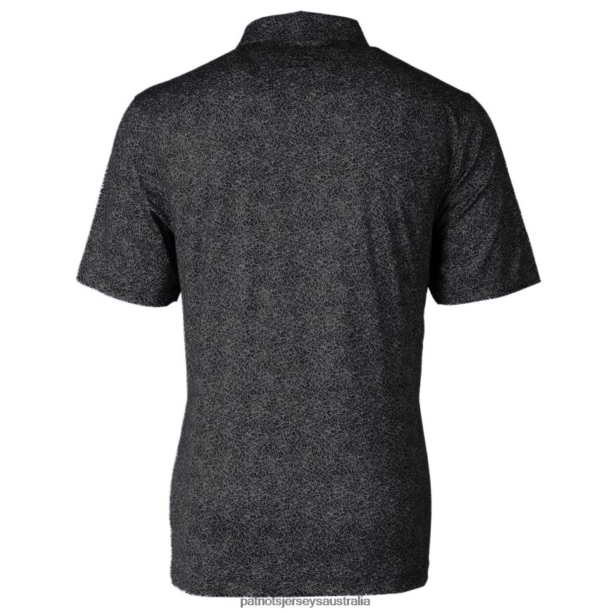 Men Cutter & Buck Black Throwback Logo Pike Constellation Stretch Polo ZZ06V21554 Patriots Jersey Clothing