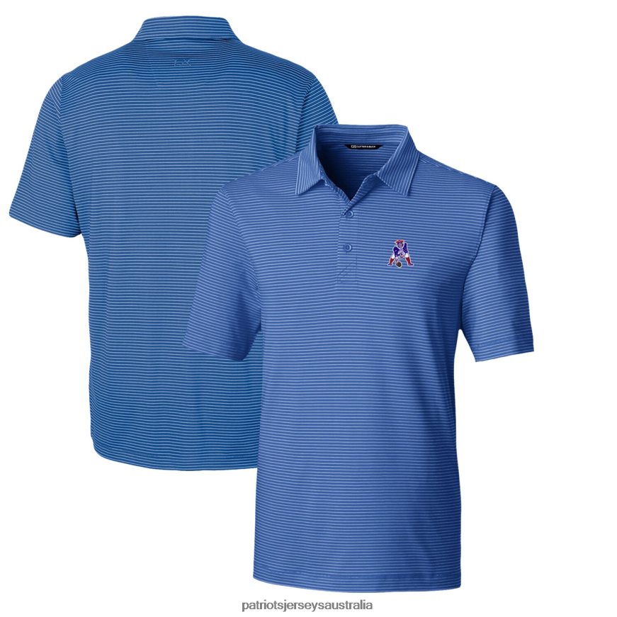 Men Cutter & Buck Blue Throwback Logo Forge Pencil Stripe Stretch Polo ZZ06V21389 Patriots Jersey Clothing