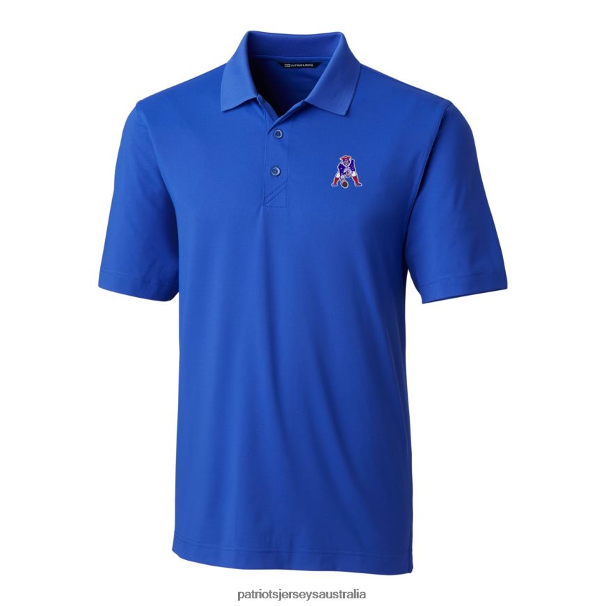 Men Cutter & Buck Blue Throwback Logo Forge Stretch Polo ZZ06V21562 Patriots Jersey Clothing