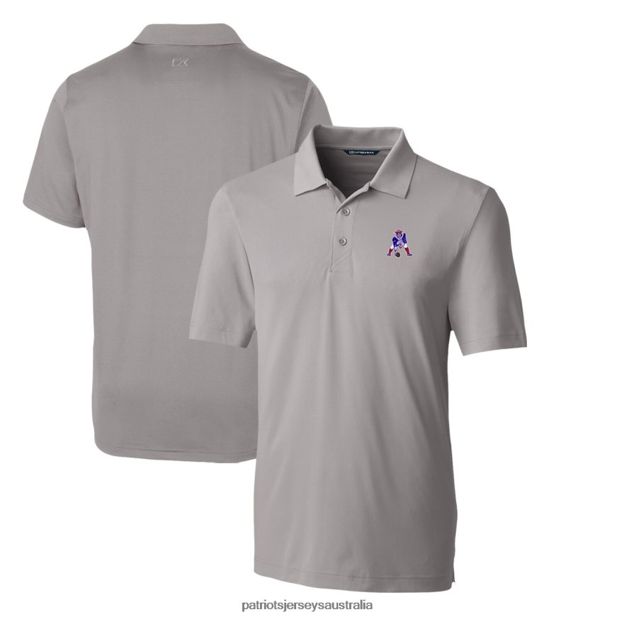 Men Cutter & Buck Gray Throwback Logo Forge Stretch Polo ZZ06V21566 Patriots Jersey Clothing