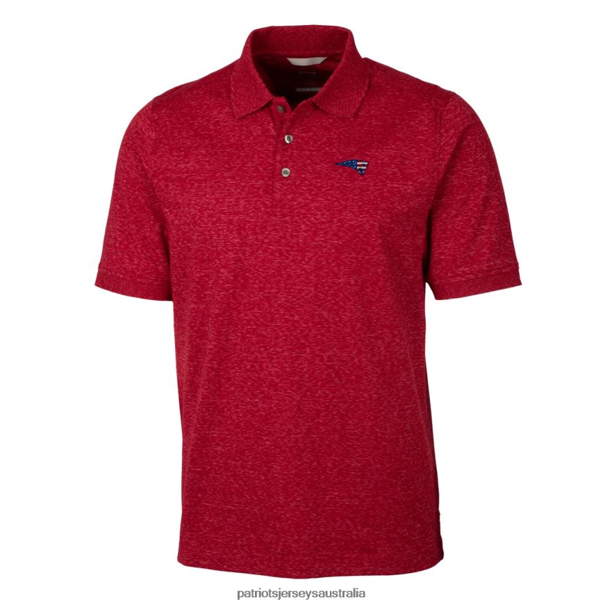 Men Cutter & Buck Heathered Red Americana Advantage Space Dye Tri-Blend Polo ZZ06V21419 Patriots Jersey Clothing