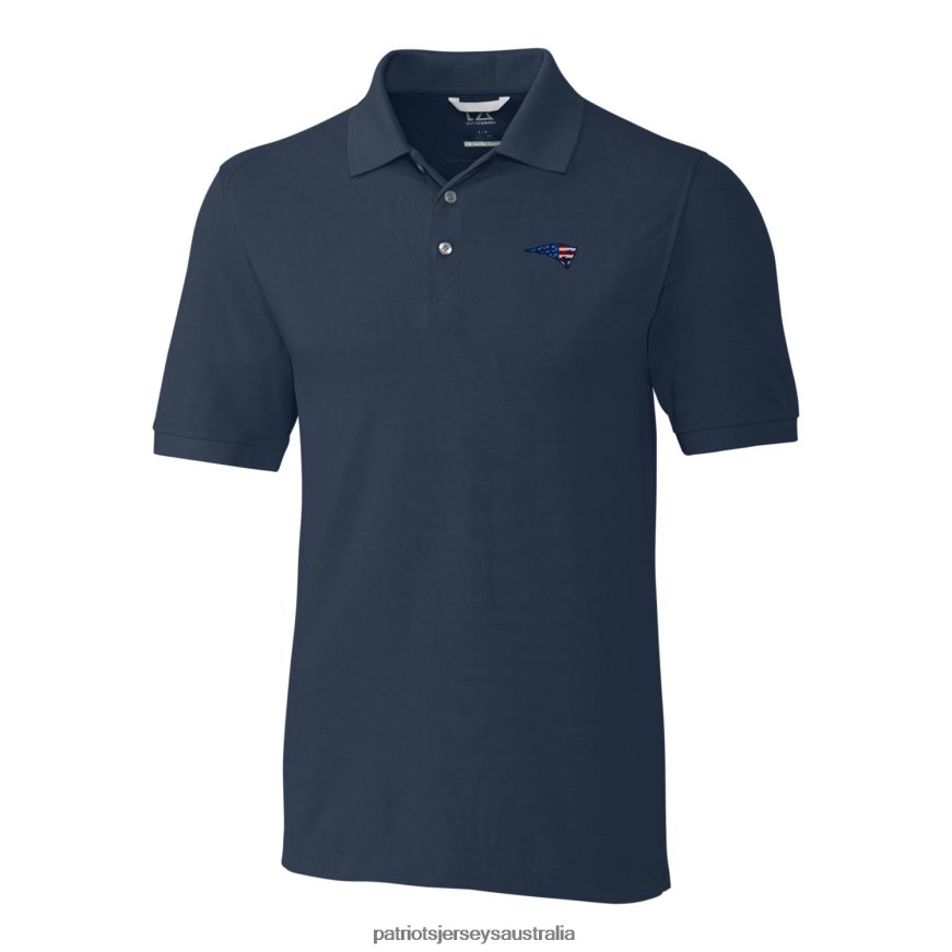 Men Cutter & Buck Navy Advantage Tri-Blend Pique Polo ZZ06V21382 Patriots Jersey Clothing