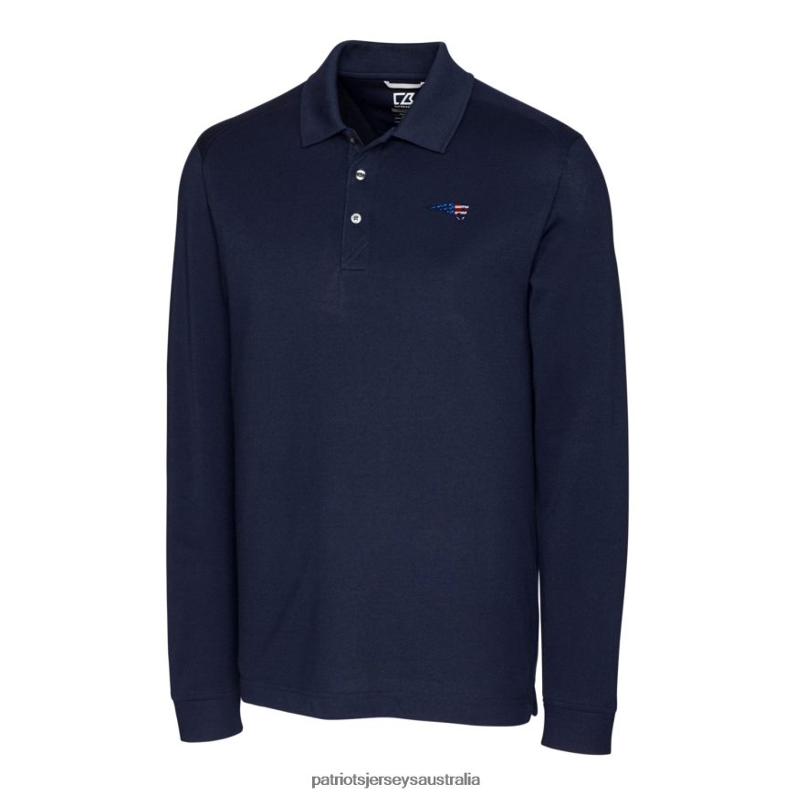 Men Cutter & Buck Navy Big & Tall Advantage Tri-Blend Pique Long Sleeve Polo ZZ06V21473 Patriots Jersey Clothing