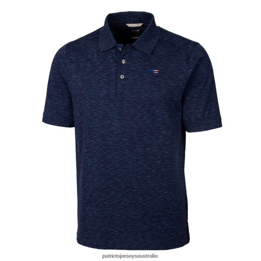 Men Cutter & Buck Navy Big & Tall Advantage Tri-Blend Space Dye Polo ZZ06V21432 Patriots Jersey Clothing