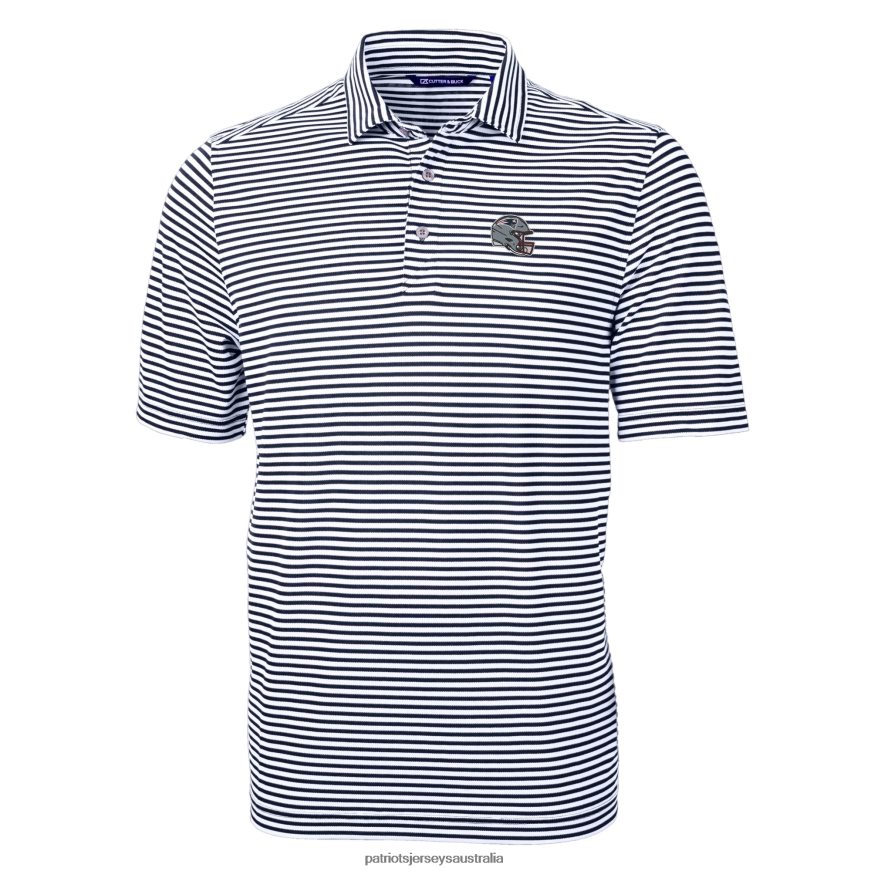 Men Cutter & Buck Navy Helmet Virtue Eco Pique Stripe Recycled Polo ZZ06V21313 Patriots Jersey Clothing