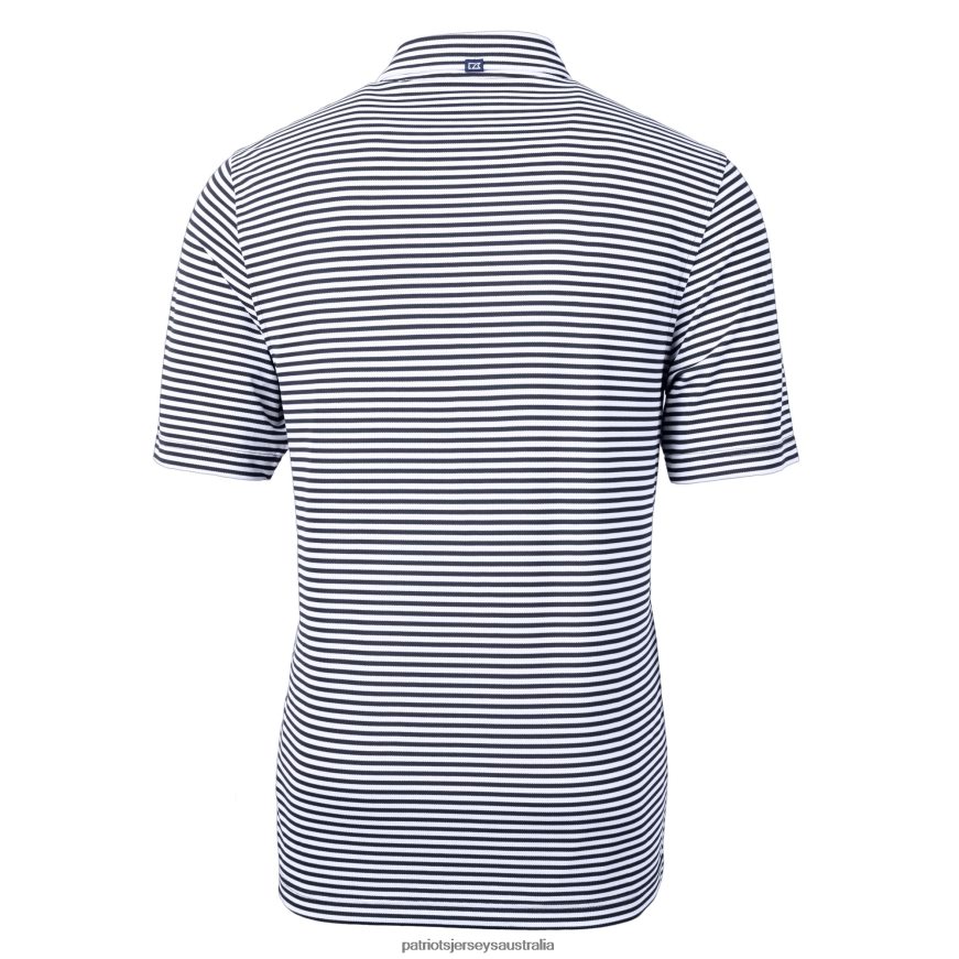 Men Cutter & Buck Navy Helmet Virtue Eco Pique Stripe Recycled Polo ZZ06V21313 Patriots Jersey Clothing