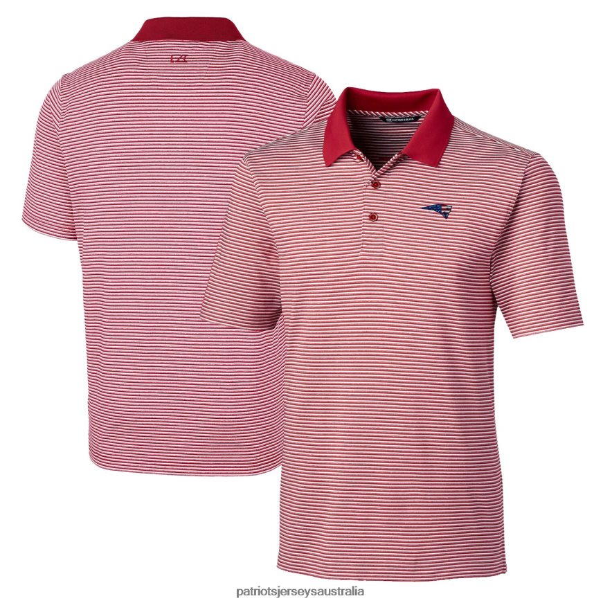 Men Cutter & Buck Red Big & Tall Forge Tonal Stripe Stretch Polo ZZ06V21587 Patriots Jersey Clothing