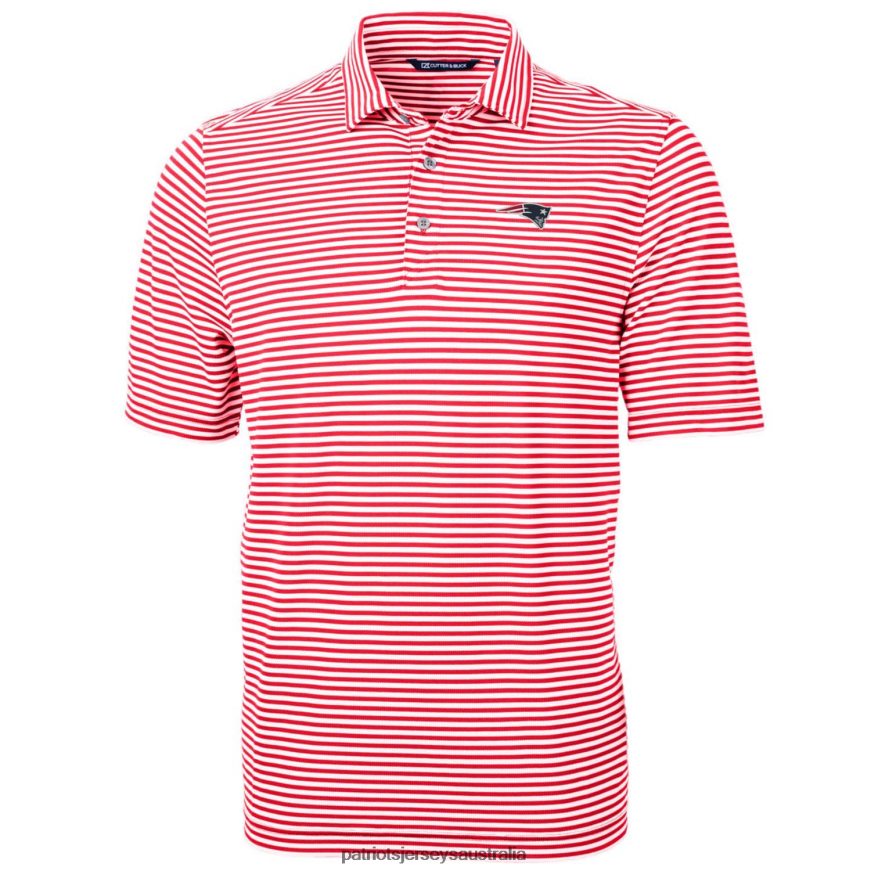 Men Cutter & Buck Red Big & Tall Virtue Eco Pique Stripe Recycled Polo ZZ06V21449 Patriots Jersey Clothing