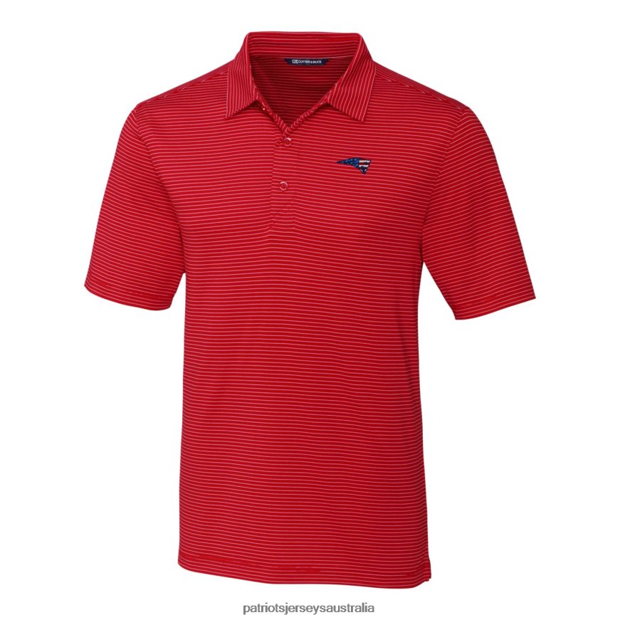 Men Cutter & Buck Red Forge Pencil Stripe Polo ZZ06V21555 Patriots Jersey Clothing