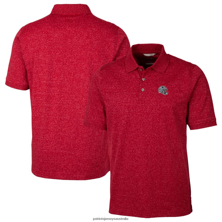 Men Cutter & Buck Red Helmet Advantage Space Dye Tri-Blend Polo ZZ06V21304 Patriots Jersey Clothing