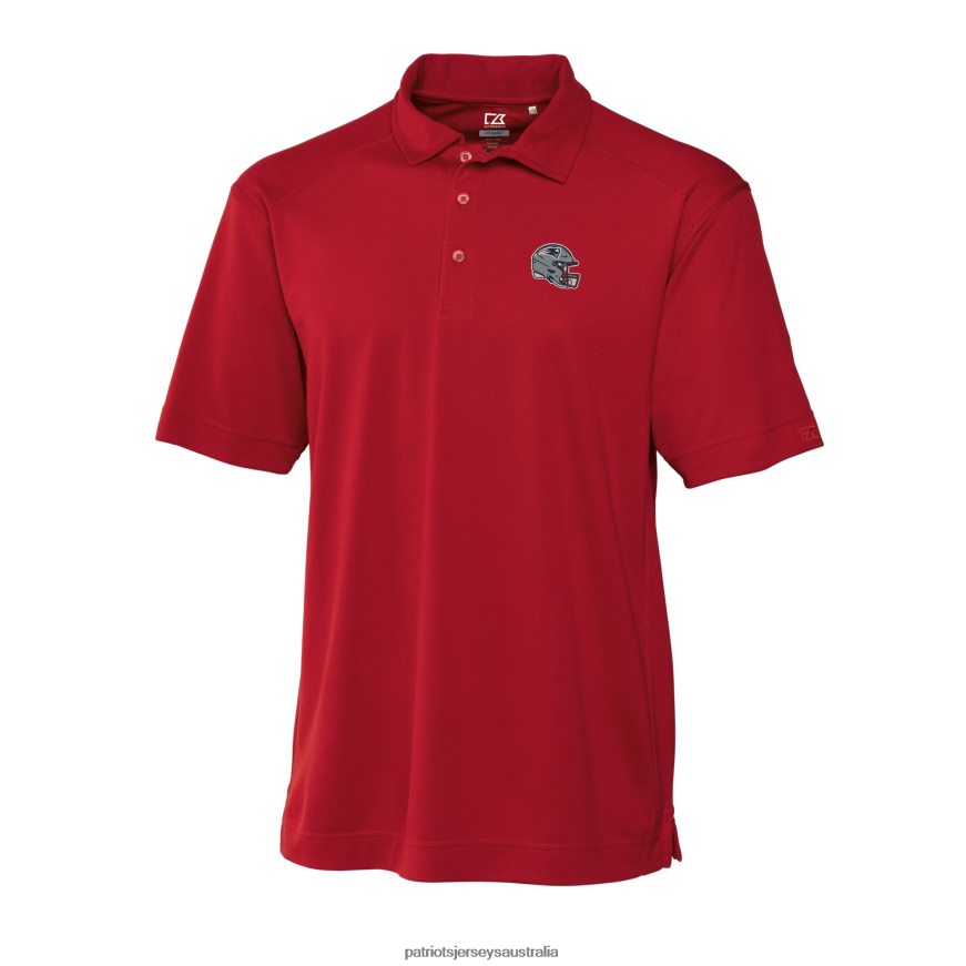Men Cutter & Buck Red Helmet DryTec Genre Textured Solid Polo ZZ06V21358 Patriots Jersey Clothing
