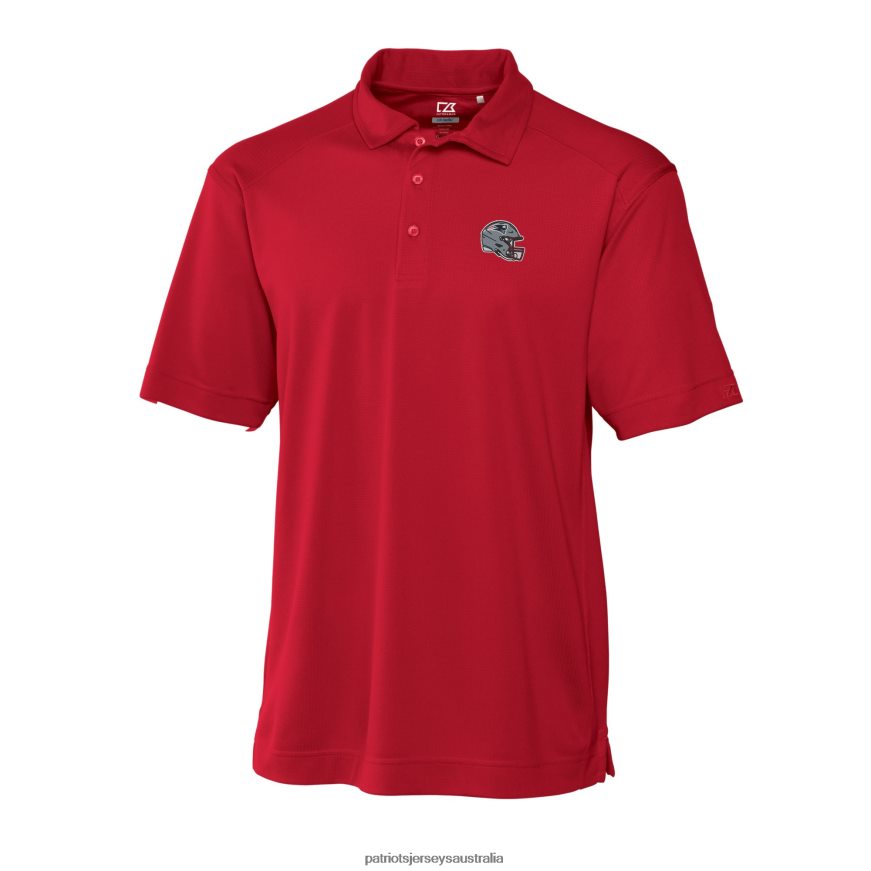 Men Cutter & Buck Red Helmet DryTec Genre Textured Solid Polo ZZ06V21359 Patriots Jersey Clothing