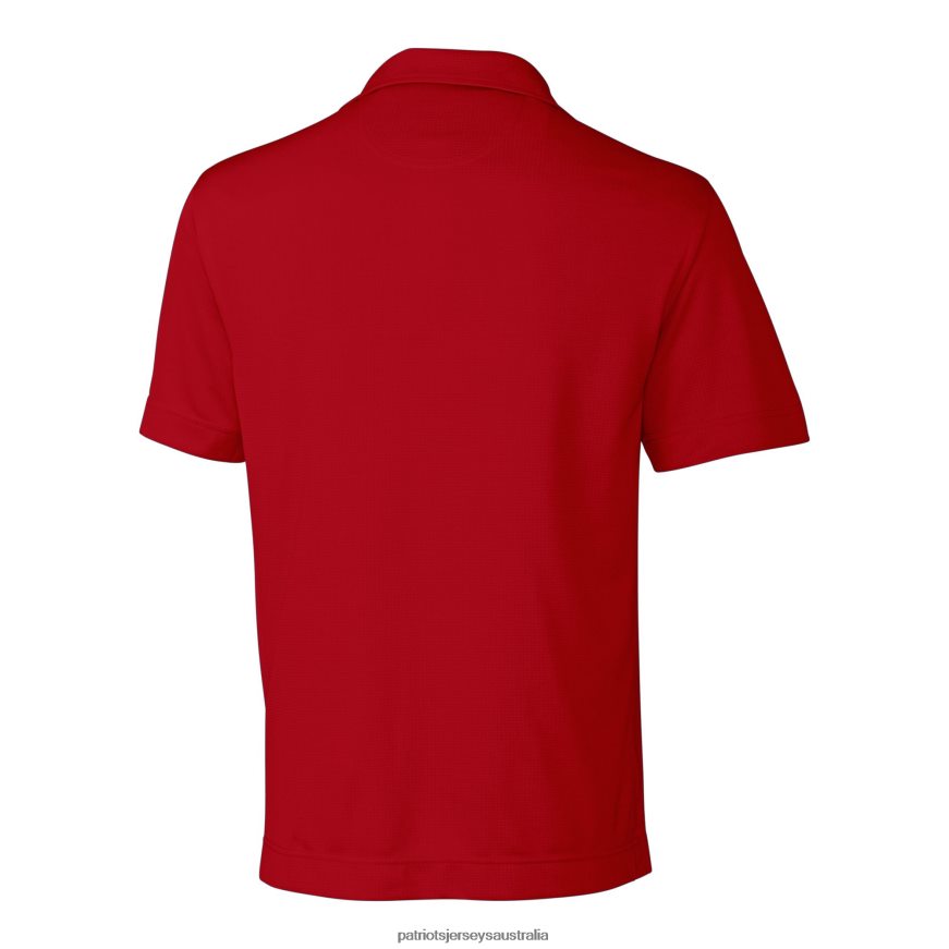 Men Cutter & Buck Red Helmet DryTec Genre Textured Solid Polo ZZ06V21359 Patriots Jersey Clothing