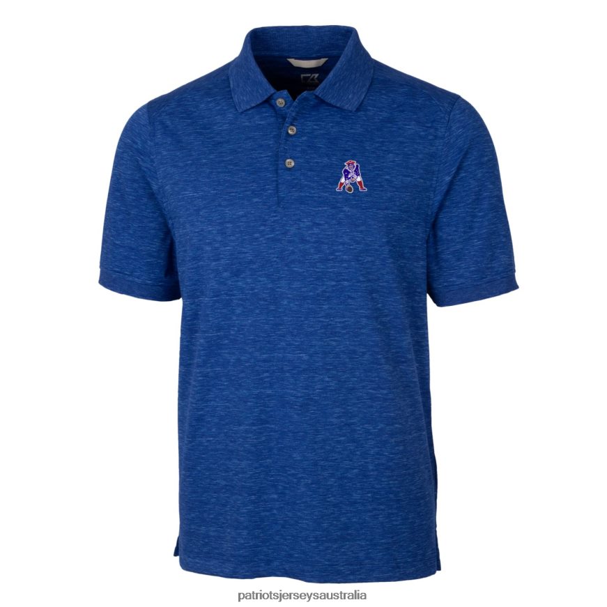 Men Cutter & Buck Royal Advantage Tri-Blend Space Dye Big & Tall Throwback Polo ZZ06V21490 Patriots Jersey Clothing