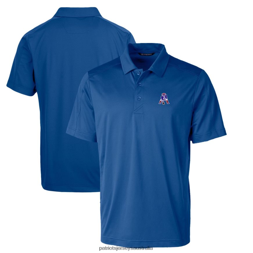 Men Cutter & Buck Royal Throwback Logo Prospect Textured Stretch Polo ZZ06V21274 Patriots Jersey Clothing