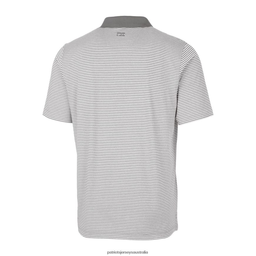 Men Cutter & Buck Silver Helmet Forge Tonal Stripe Stretch Polo ZZ06V21292 Patriots Jersey Clothing