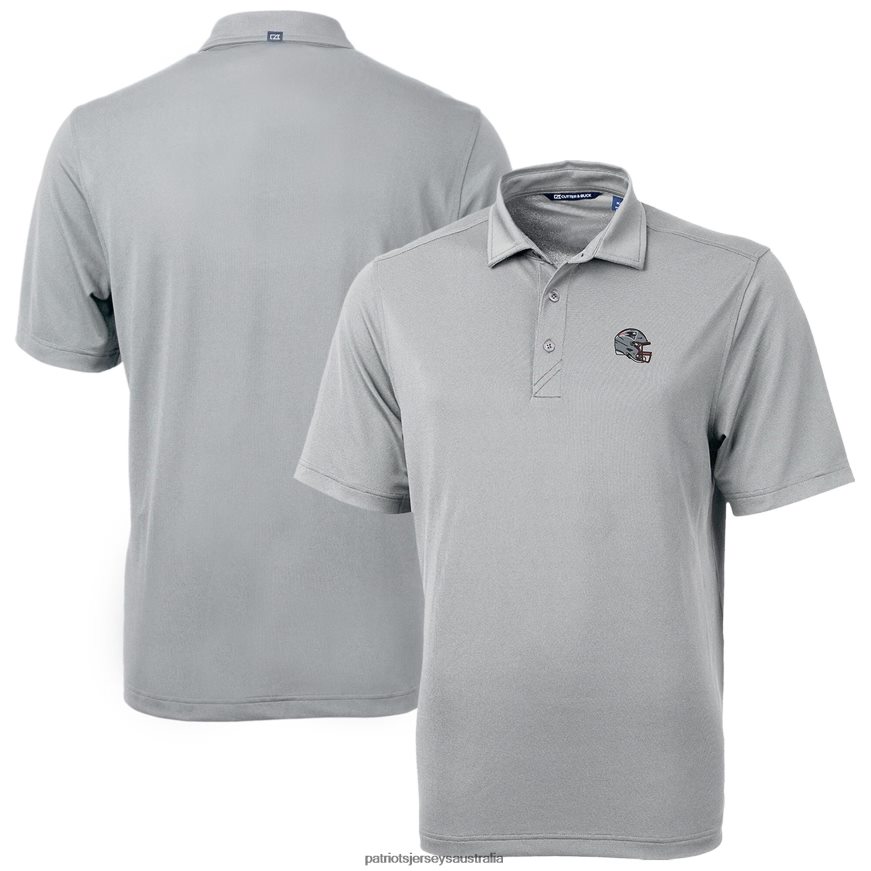 Men Cutter & Buck Silver Helmet Virtue Eco Pique Recycled Polo ZZ06V21364 Patriots Jersey Clothing