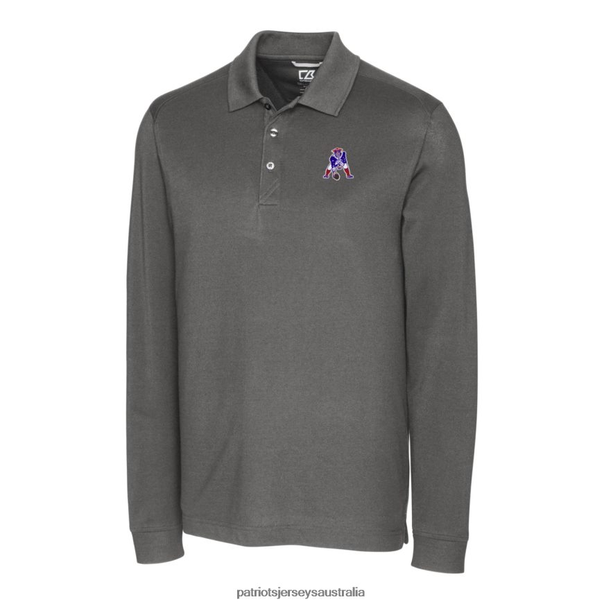 Men Cutter & Buck Steel Advantage Tri-Blend Pique Long Sleeve Throwback Polo ZZ06V21533 Patriots Jersey Clothing