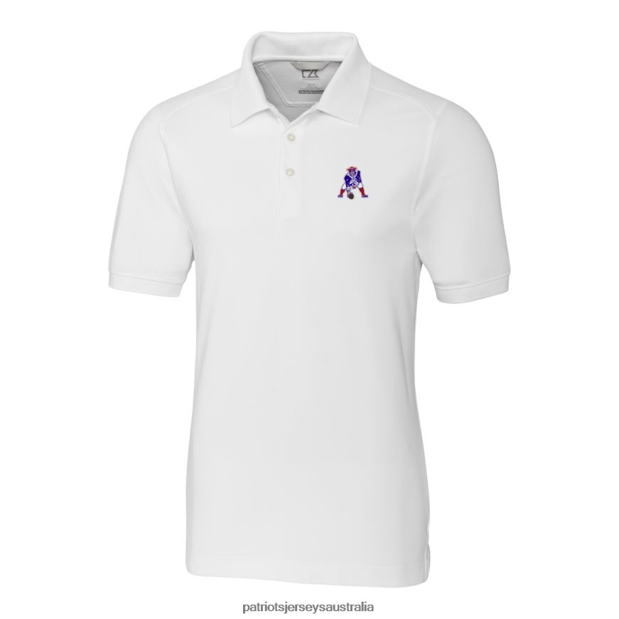 Men Cutter & Buck White Advantage Tri-Blend Pique Throwback Polo ZZ06V21527 Patriots Jersey Clothing