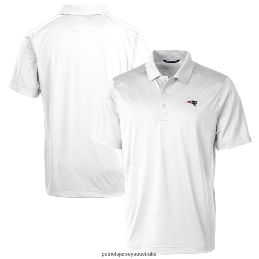 Men Cutter & Buck White Prospect Textured Stretch Polo ZZ06V21439 Patriots Jersey Clothing