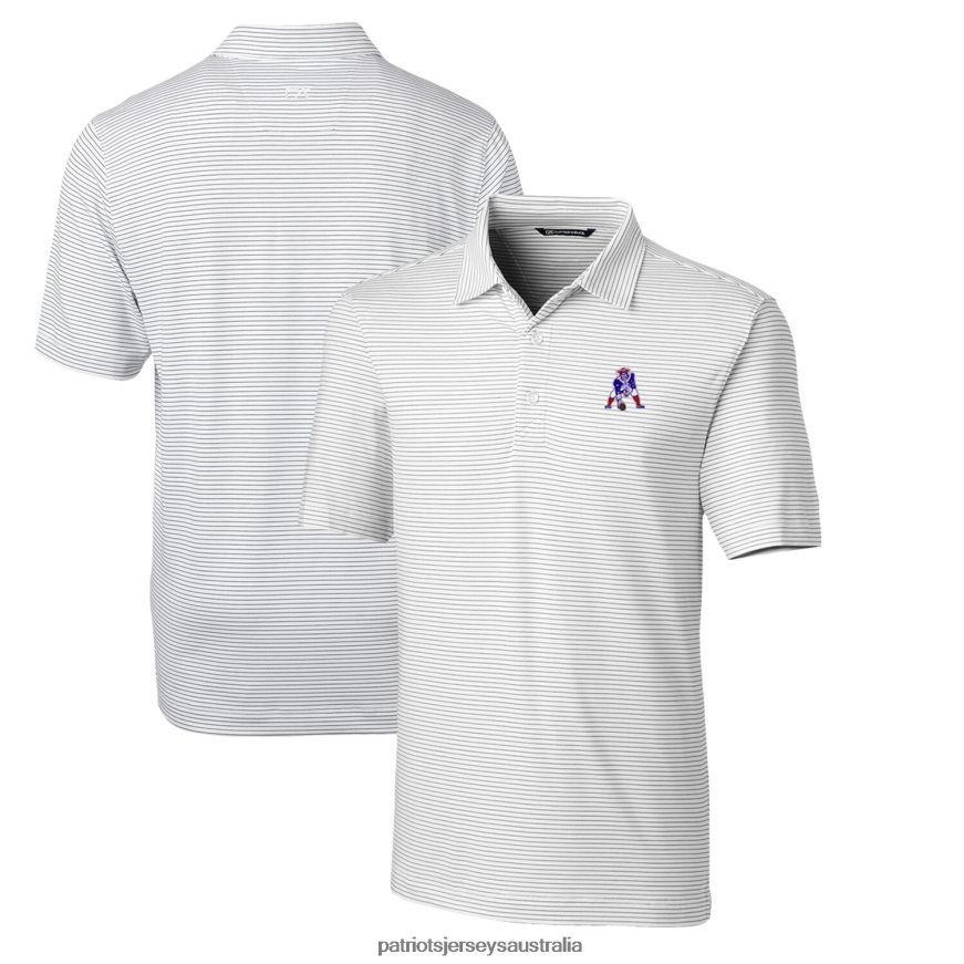 Men Cutter & Buck White Throwback Logo Big & Tall Forge Pencil Stripe Stretch Polo ZZ06V21595 Patriots Jersey Clothing