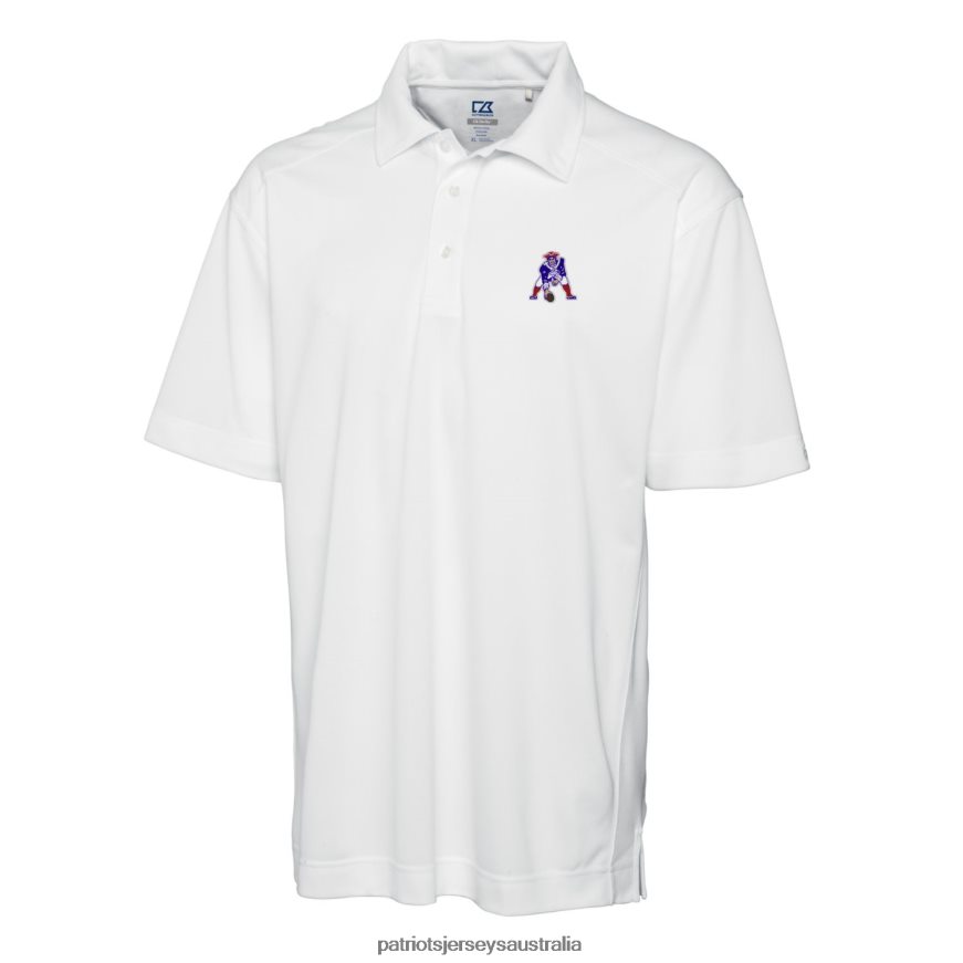 Men Cutter & Buck White Throwback Logo DryTec Genre Textured Solid Polo ZZ06V21537 Patriots Jersey Clothing