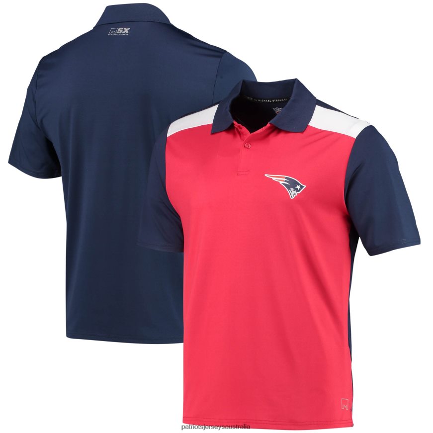 Men MSX by Michael Strahan Red/Navy Challenge Color Block Performance Polo ZZ06V21353 Patriots Jersey Clothing