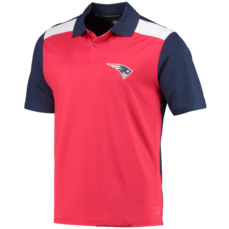 Men MSX by Michael Strahan Red/Navy Challenge Color Block Performance Polo ZZ06V21353 Patriots Jersey Clothing