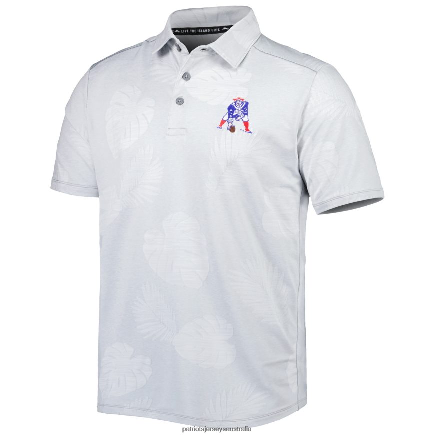 Men Tommy Bahama Gray Throwback Delray Frond IslandZone Polo ZZ06V21354 Patriots Jersey Clothing