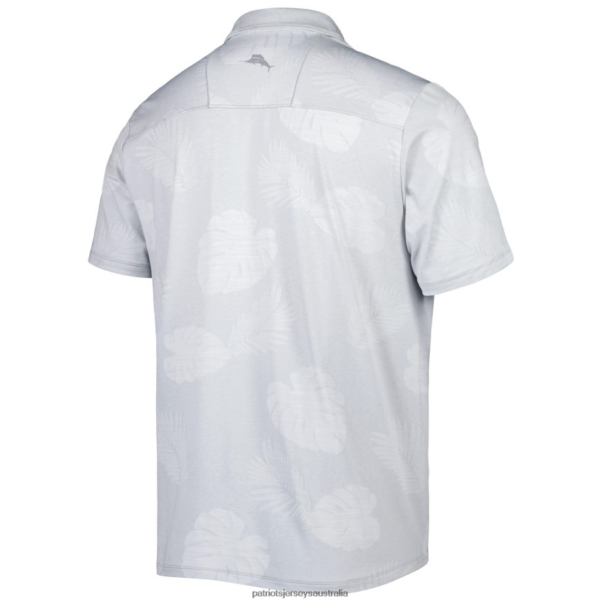 Men Tommy Bahama Gray Throwback Delray Frond IslandZone Polo ZZ06V21354 Patriots Jersey Clothing