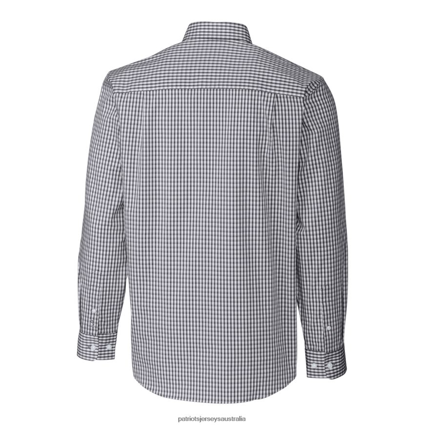 Men Cutter & Buck Charcoal Helmet Easy Care Stretch Gingham Long Sleeve Button-Down Shirt ZZ06V21639 Patriots Jersey Clothing