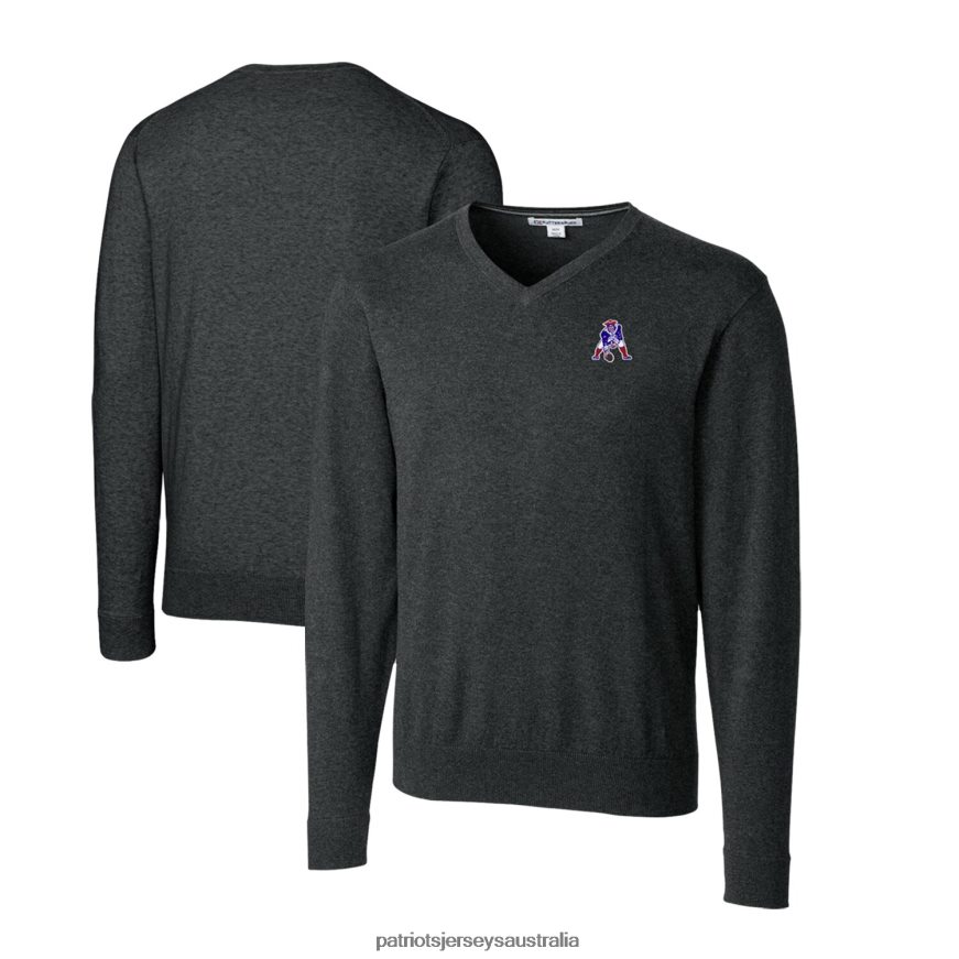 Men Cutter & Buck Heather Charcoal Throwback Logo Lakemont Tri-Blend V-Neck Pullover Sweater ZZ06V21685 Patriots Jersey Clothing
